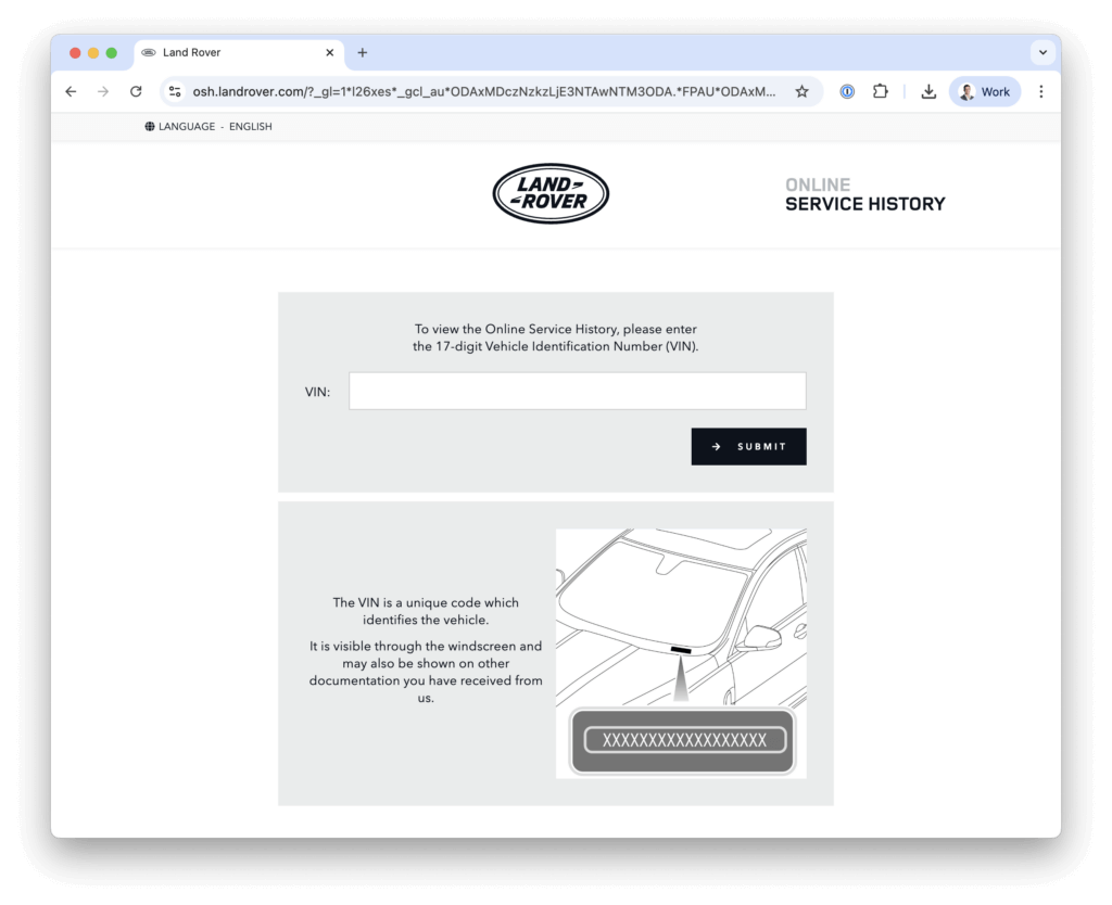Land Rover online self-service portal
